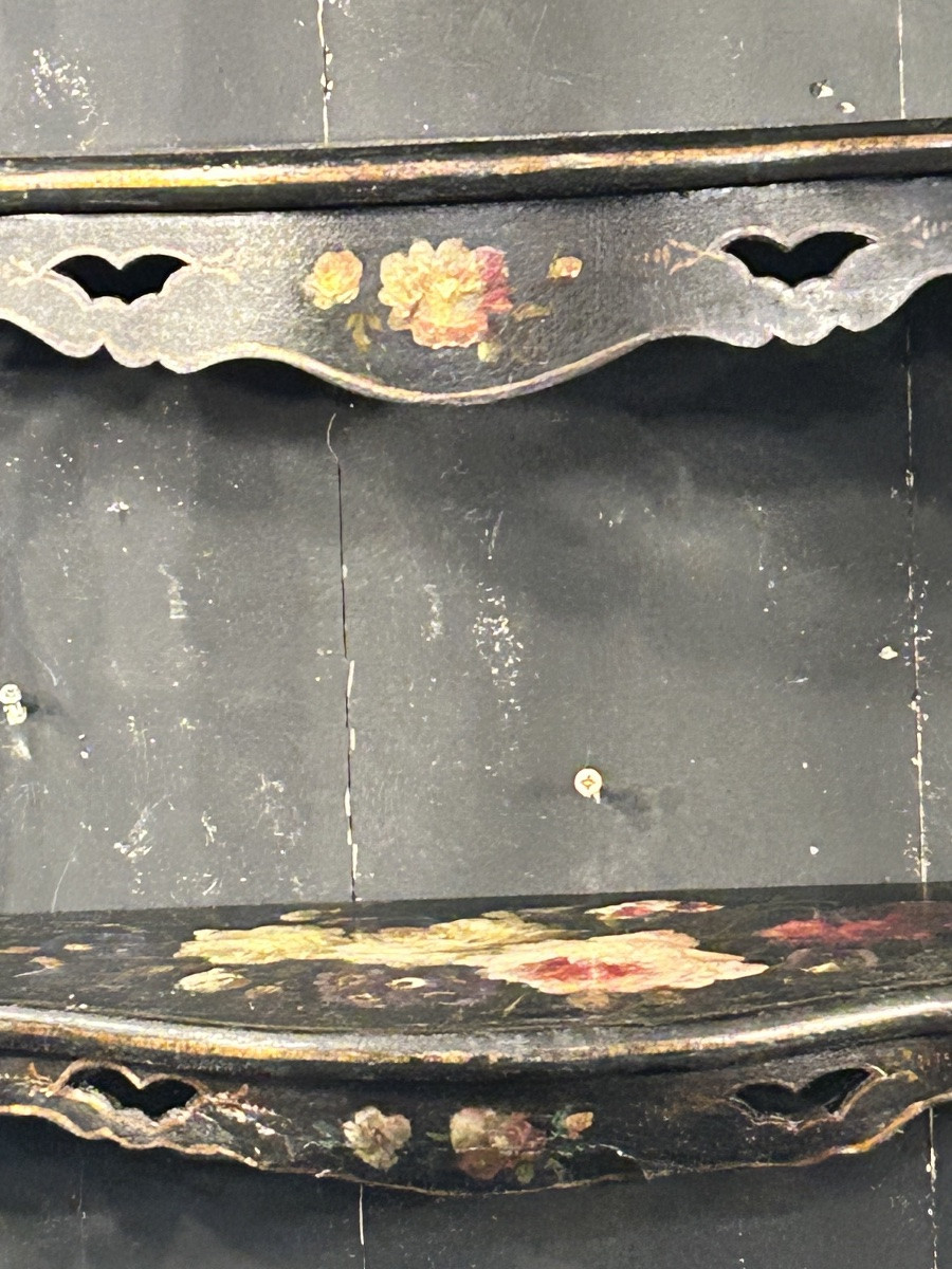 Napoleon III Wall Shelf In Lacquered Wood With Painted Decoration -photo-7