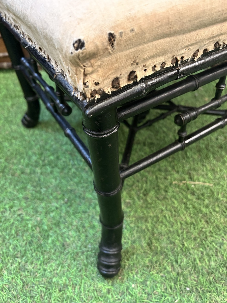 Tabouret bambou bois noirci Napoléon III-photo-2