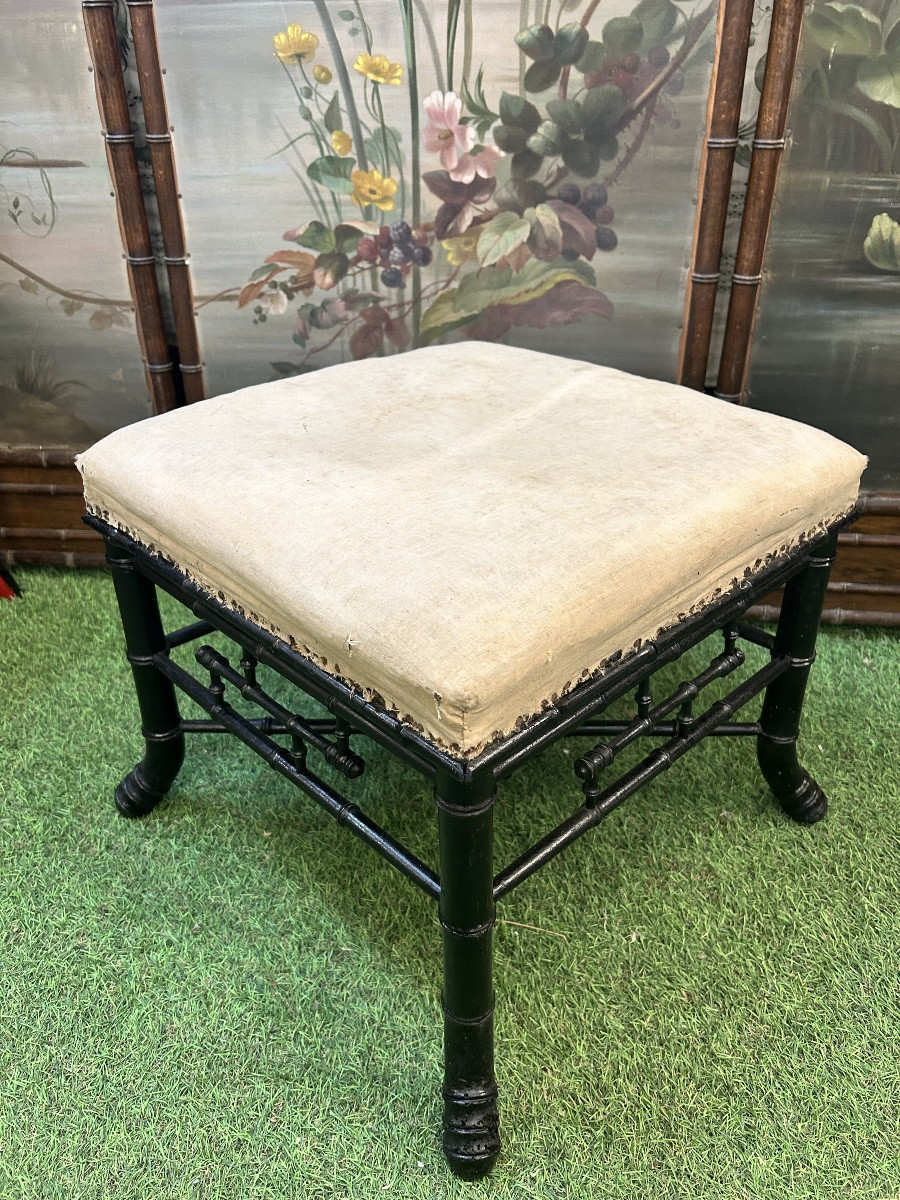 Tabouret bambou bois noirci Napoléon III-photo-2