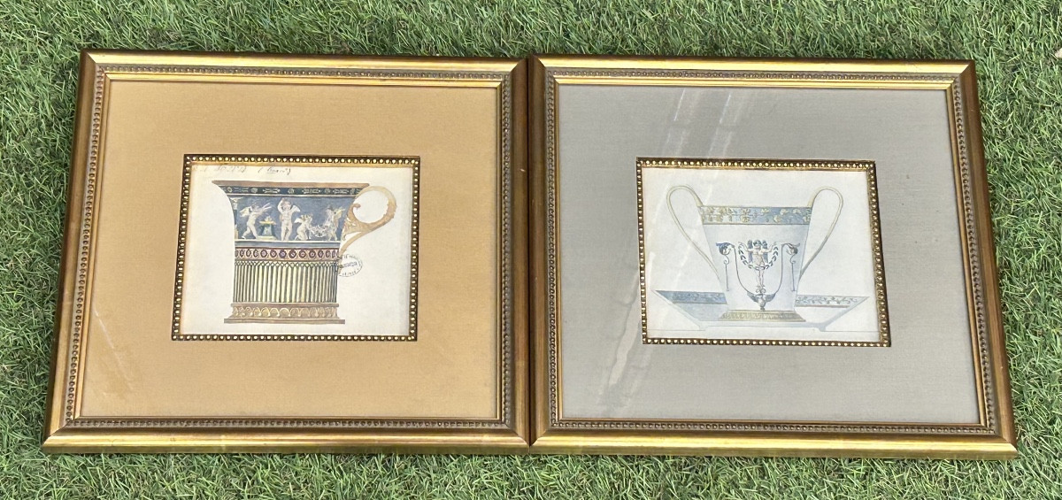 Paire de gouache Projet de porcelaine 