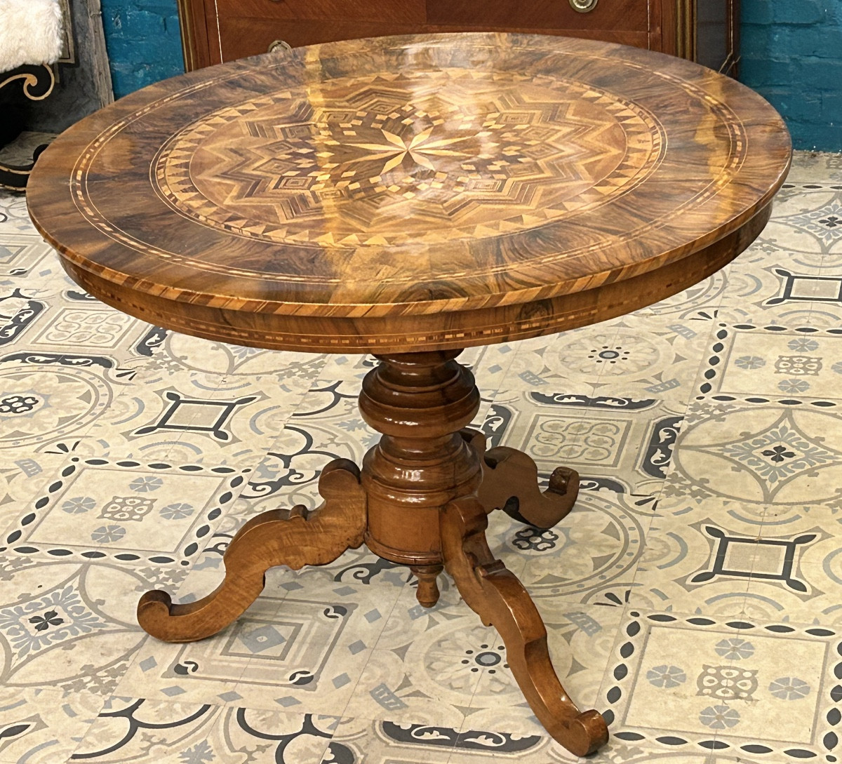 Charles X Style Pedestal Table, 19th Century 