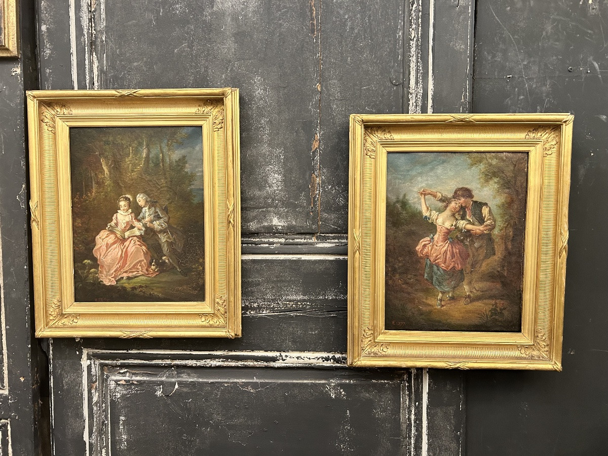 Two Oil Paintings On Canvas Forming A Pair-photo-7
