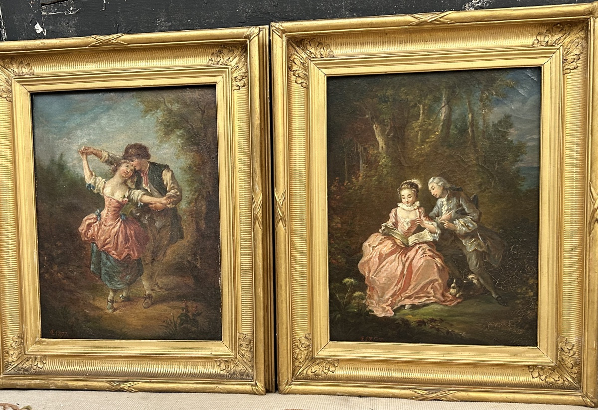 Two Oil Paintings On Canvas Forming A Pair-photo-8
