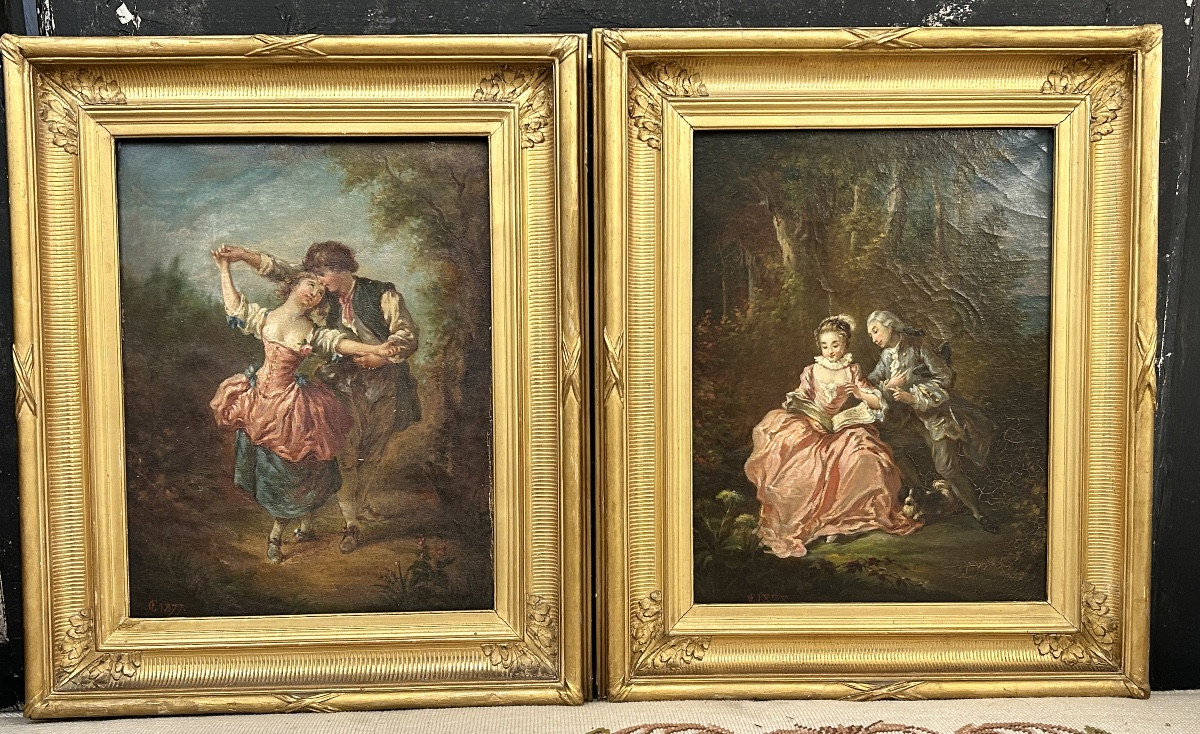Two Oil Paintings On Canvas Forming A Pair