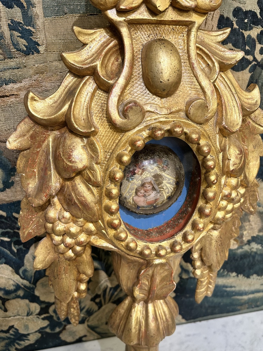 Reliquary Monstrance In Gilded Wood 18th Century-photo-5