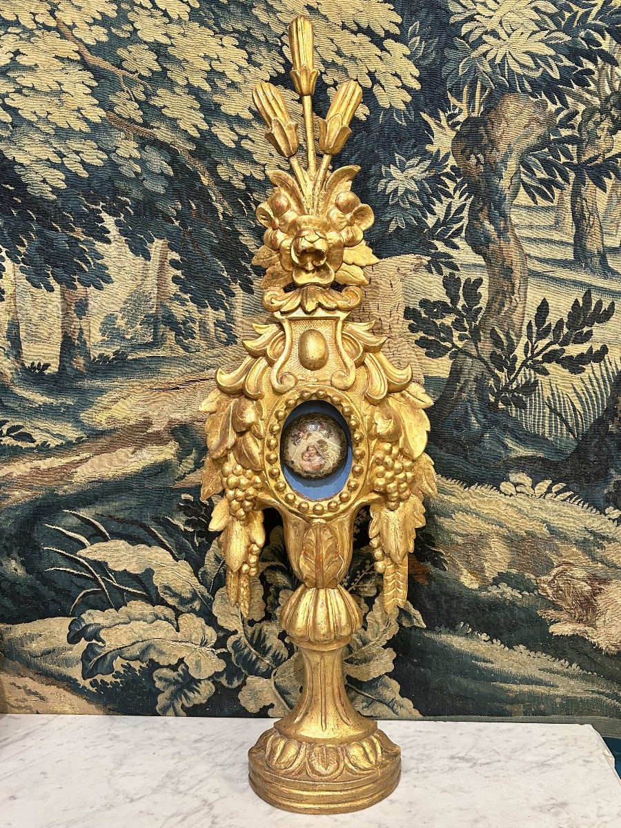 Reliquary Monstrance In Gilded Wood 18th Century-photo-6