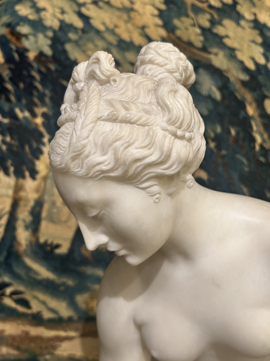 La baigneuse dite Vénus sortant du bain en marbre blanc -photo-5