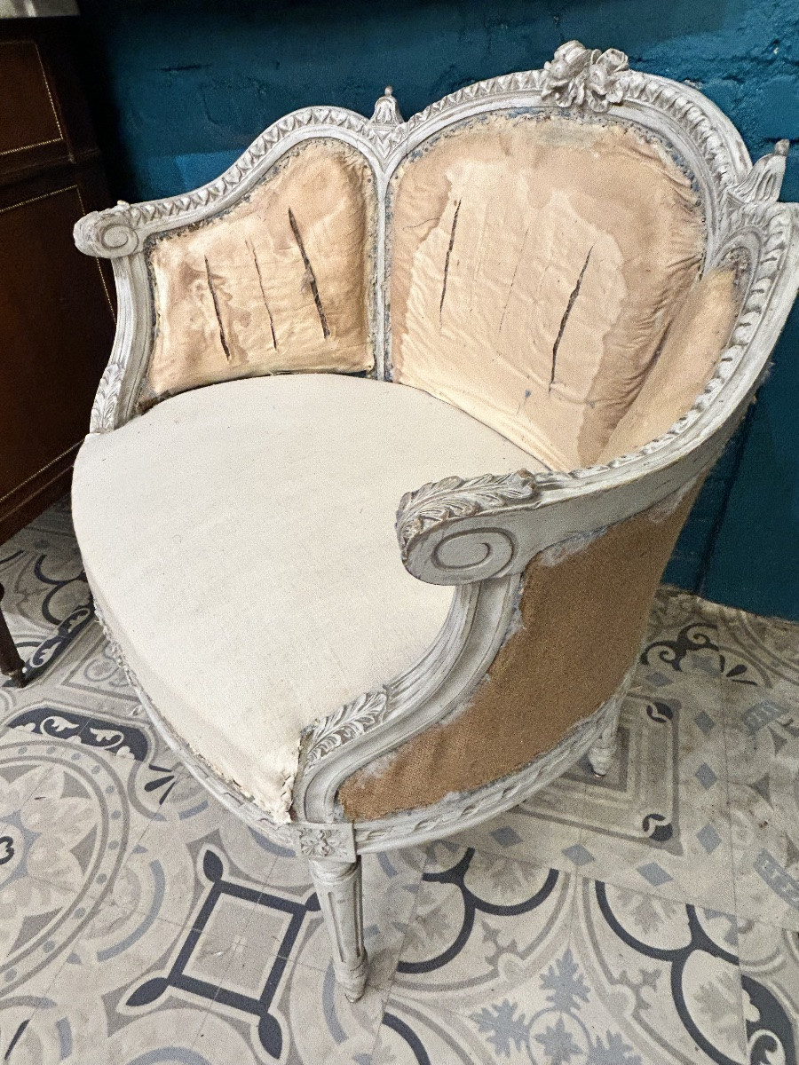 Paire de fauteuils corbeille style Louis XVI-photo-4