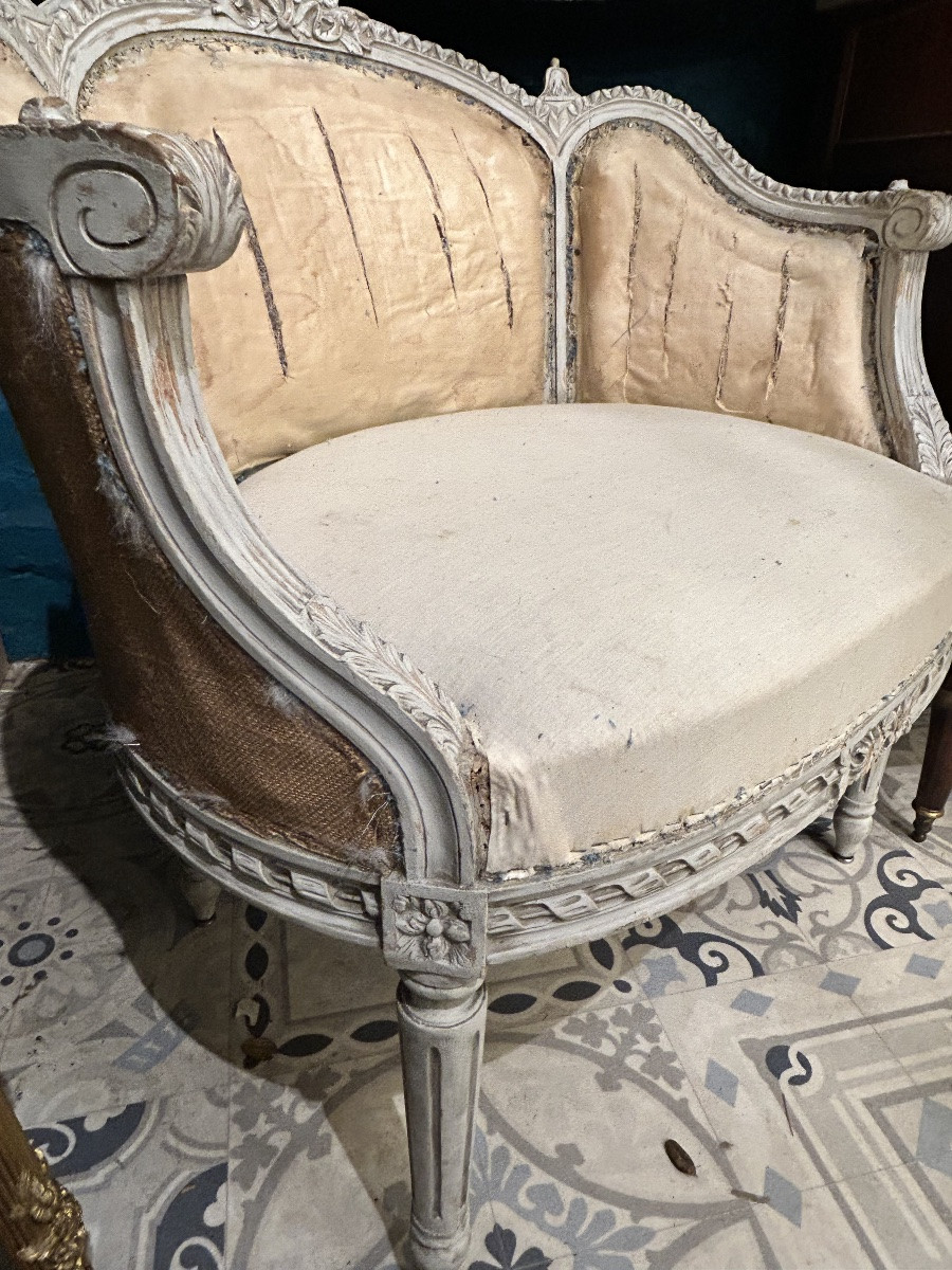 Paire de fauteuils corbeille style Louis XVI-photo-1