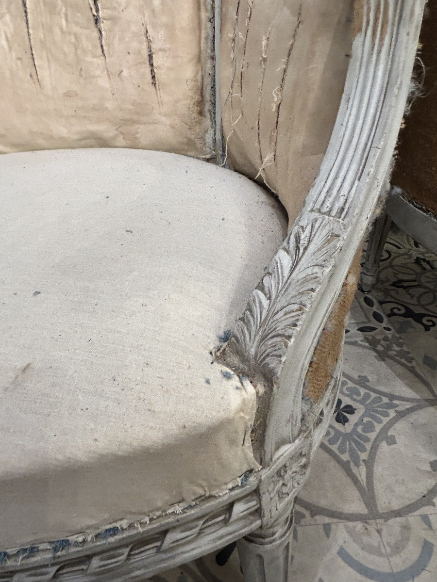 Paire de fauteuils corbeille style Louis XVI-photo-6