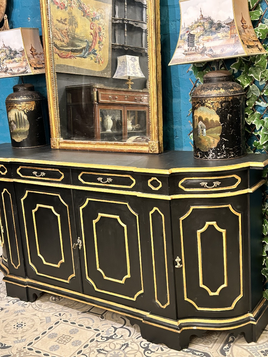Italian-style Sideboard In Polychrome Painted Wood-photo-1