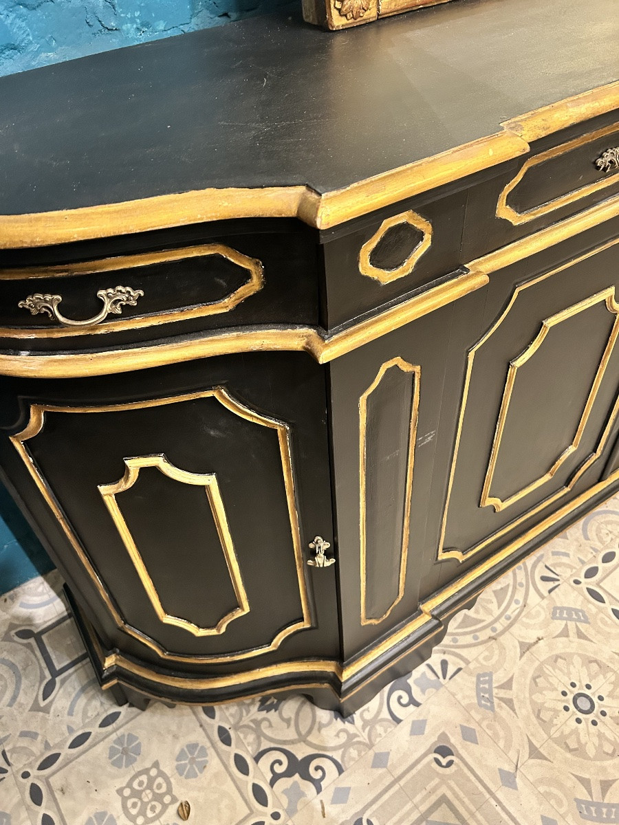 Italian-style Sideboard In Polychrome Painted Wood-photo-2