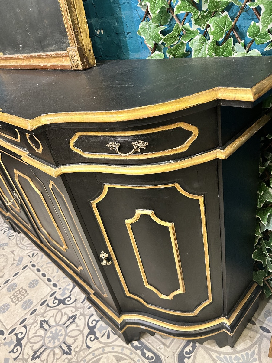 Italian-style Sideboard In Polychrome Painted Wood-photo-3