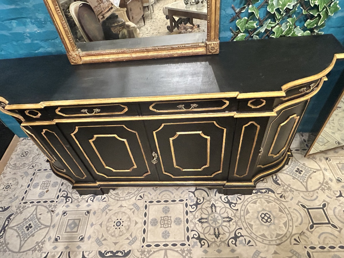 Italian-style Sideboard In Polychrome Painted Wood-photo-5