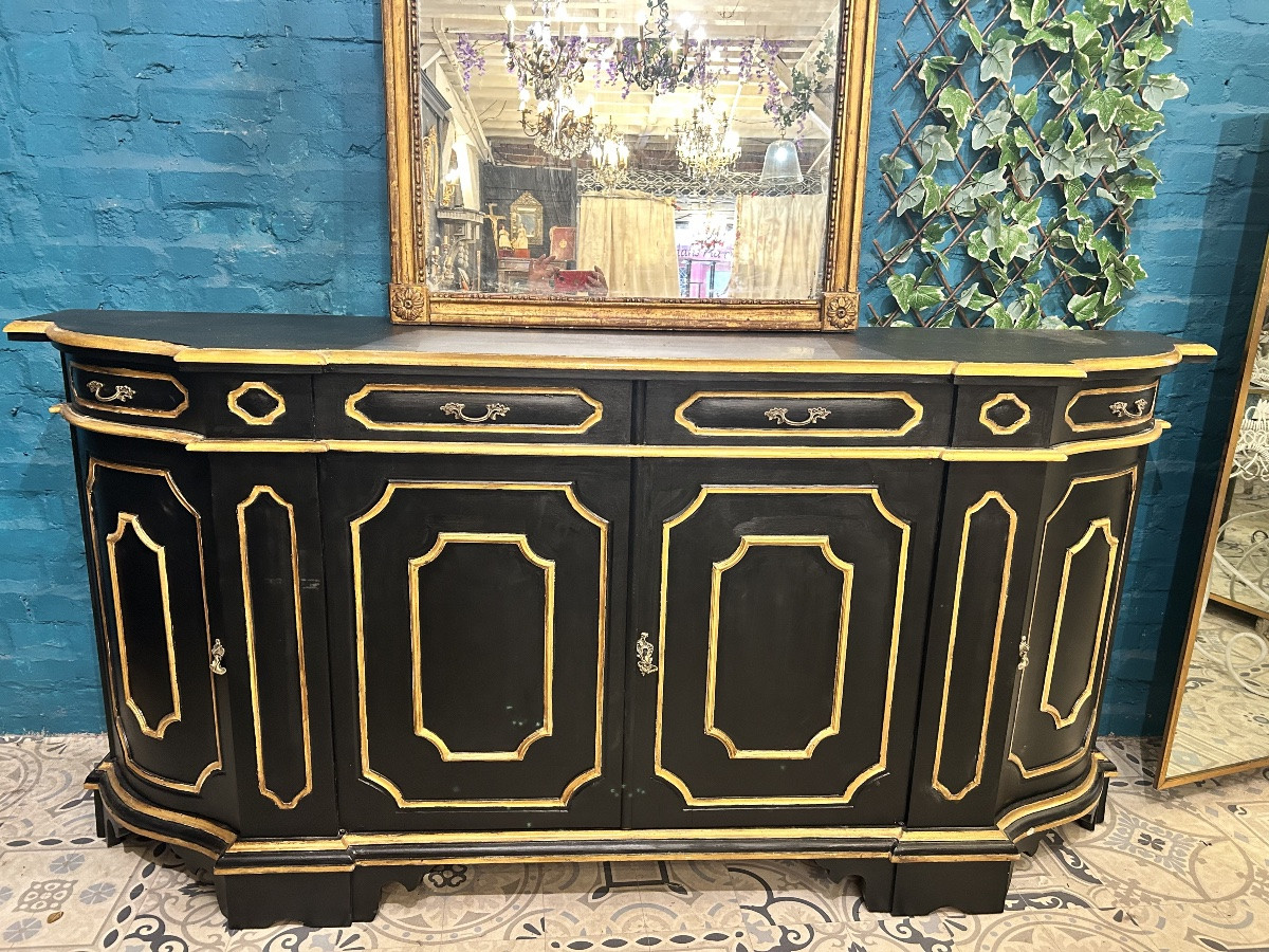 Italian-style Sideboard In Polychrome Painted Wood-photo-7