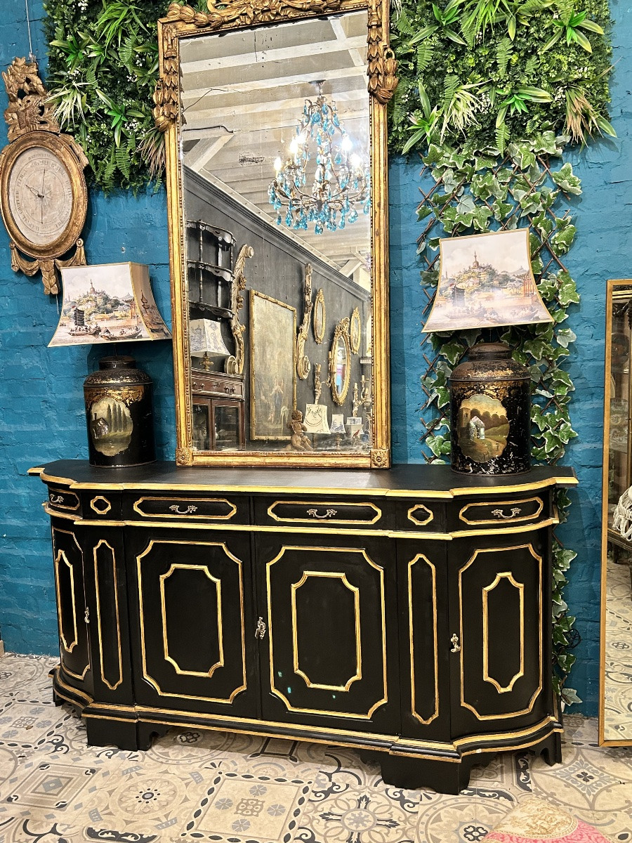 Italian-style Sideboard In Polychrome Painted Wood-photo-8