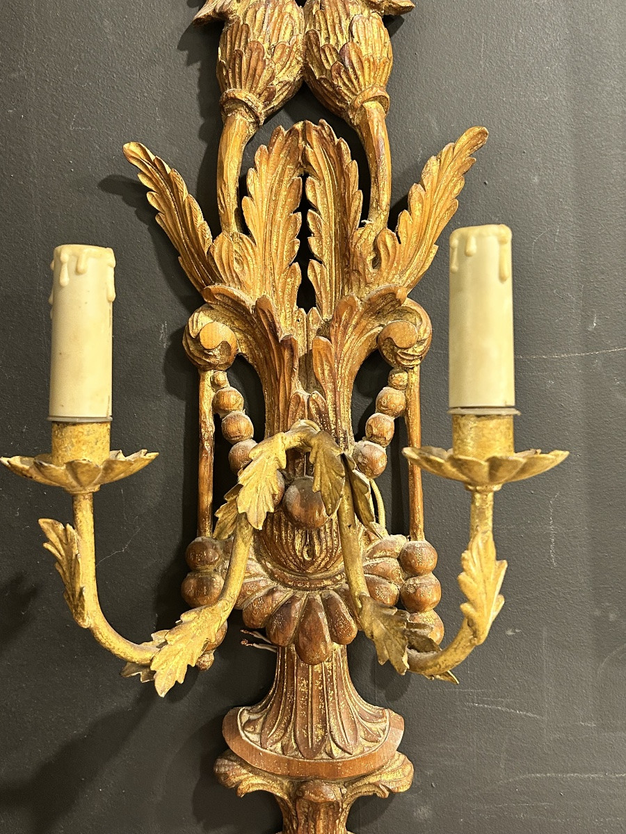 Pair Of Gilded Wood Sconces-photo-1