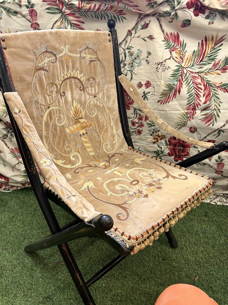 Pair Of Napoleon III Bamboo-style Folding Armchairs-photo-1