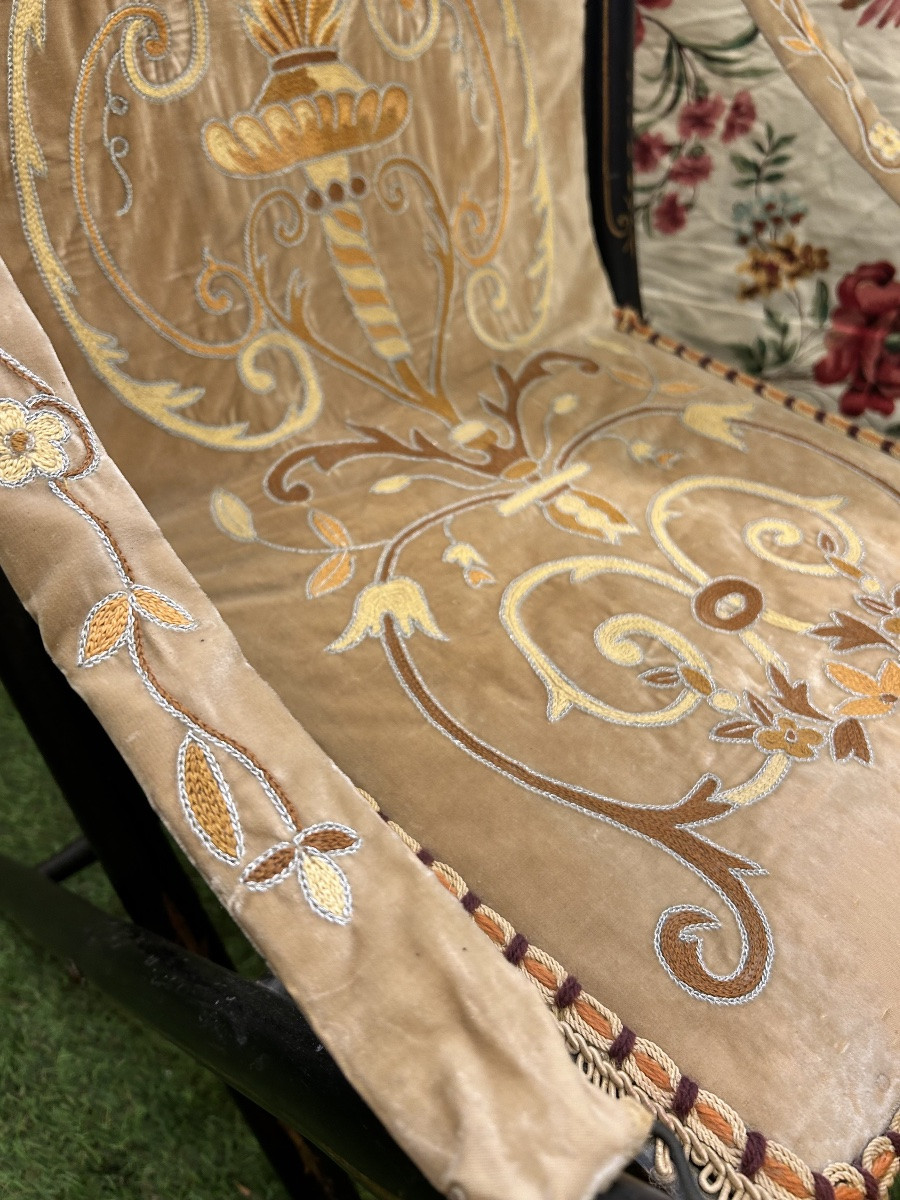 Pair Of Napoleon III Bamboo-style Folding Armchairs-photo-3
