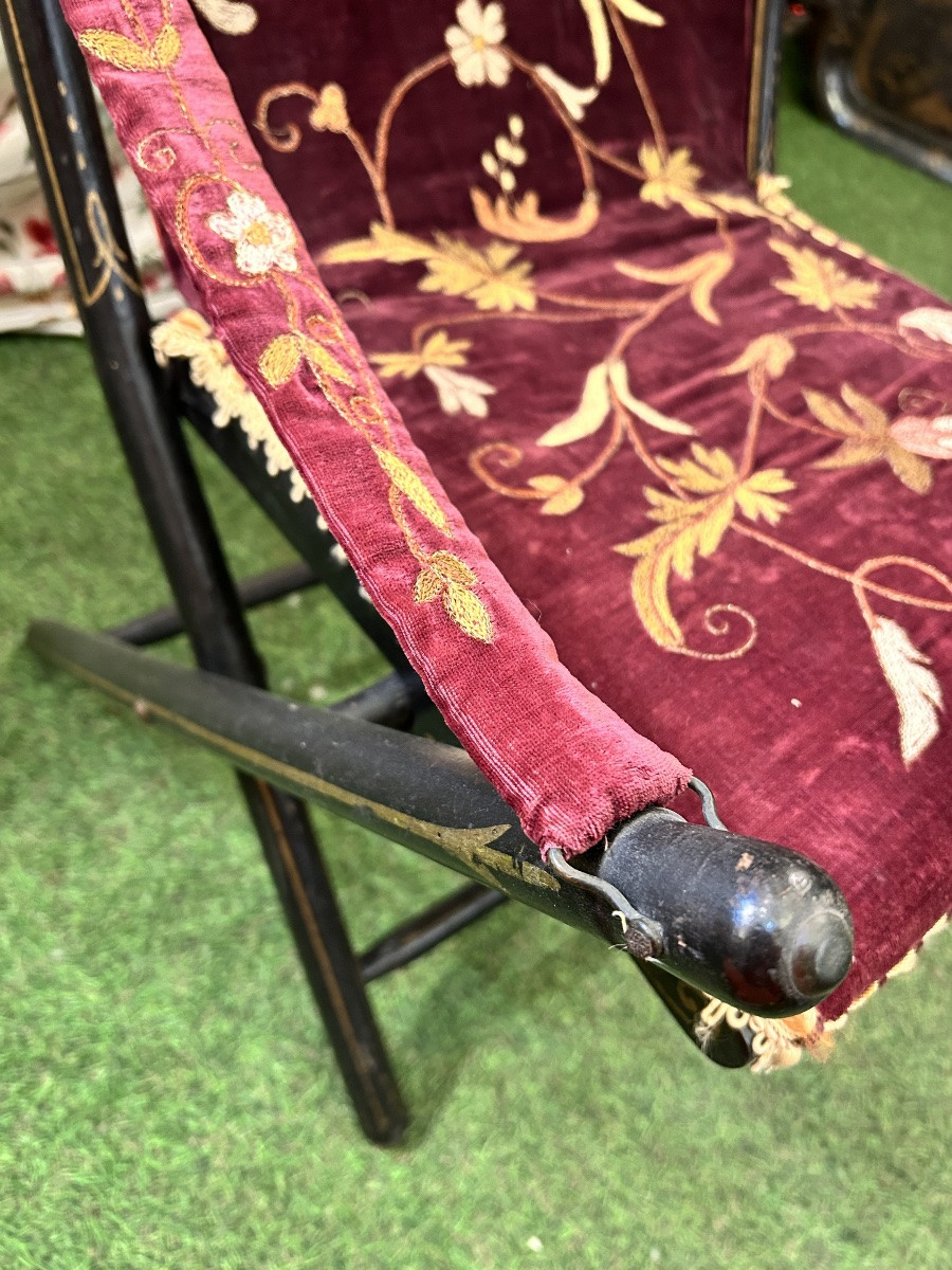 Pair Of Napoleon III Bamboo-style Folding Armchairs-photo-5