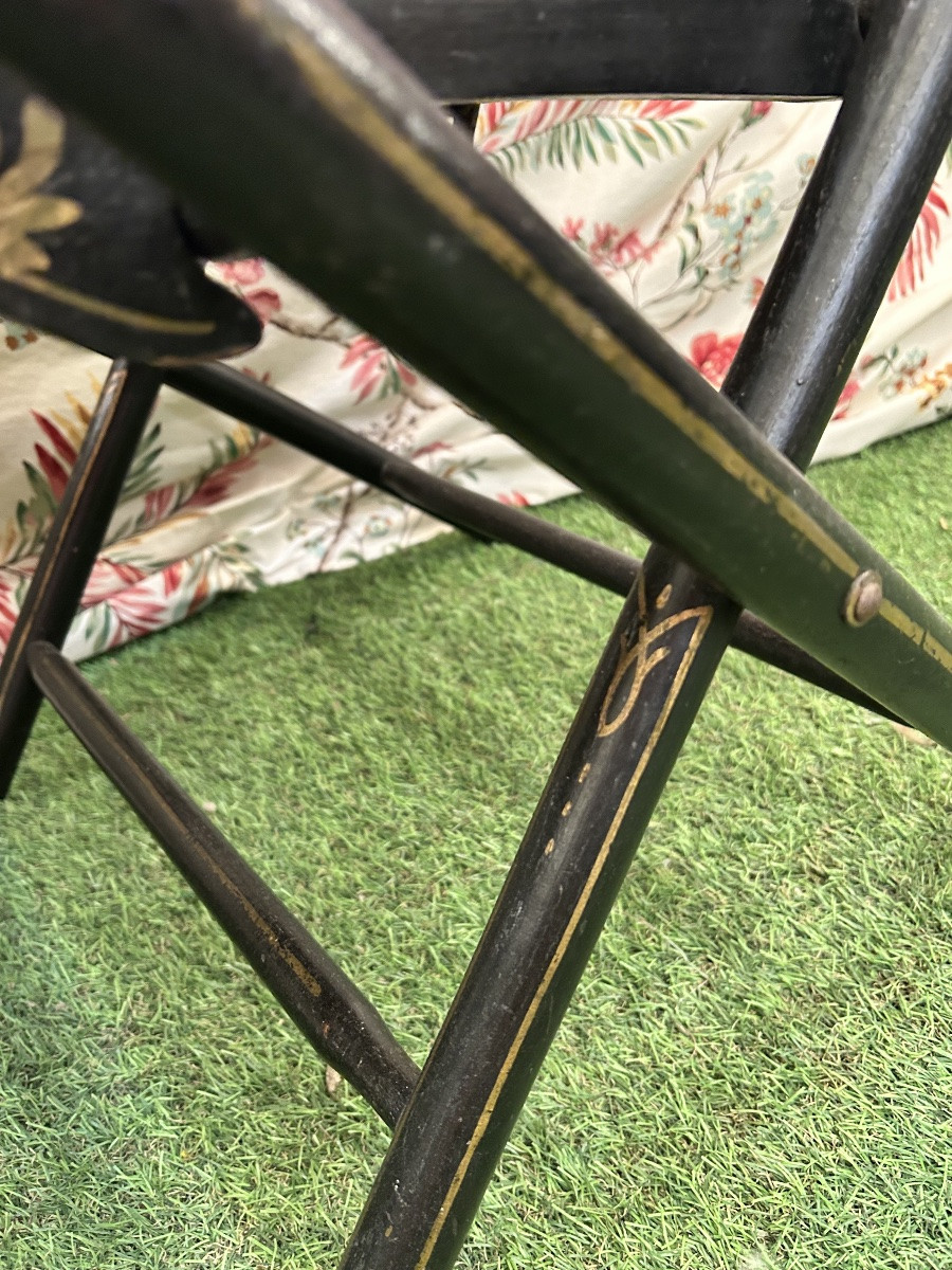 Pair Of Napoleon III Bamboo-style Folding Armchairs-photo-7