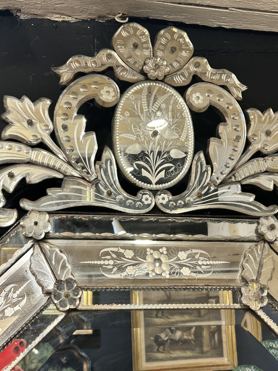 Large Venetian Mirror From The 19th Century-photo-2