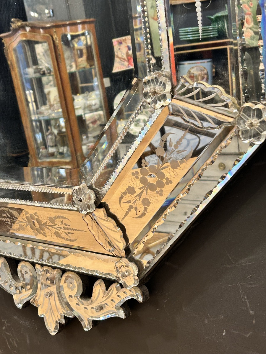 Large Venetian Mirror From The 19th Century-photo-3