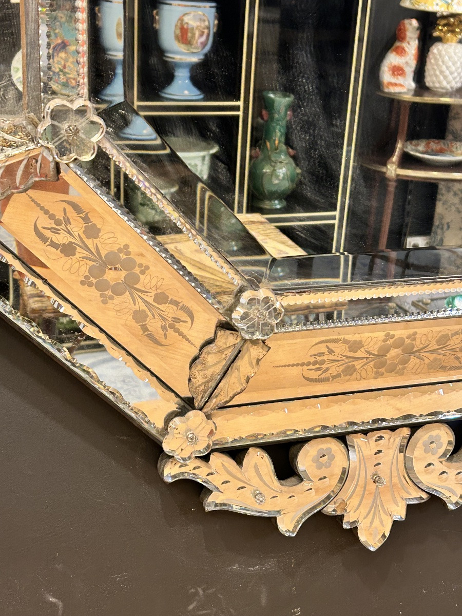 Large Venetian Mirror From The 19th Century-photo-3