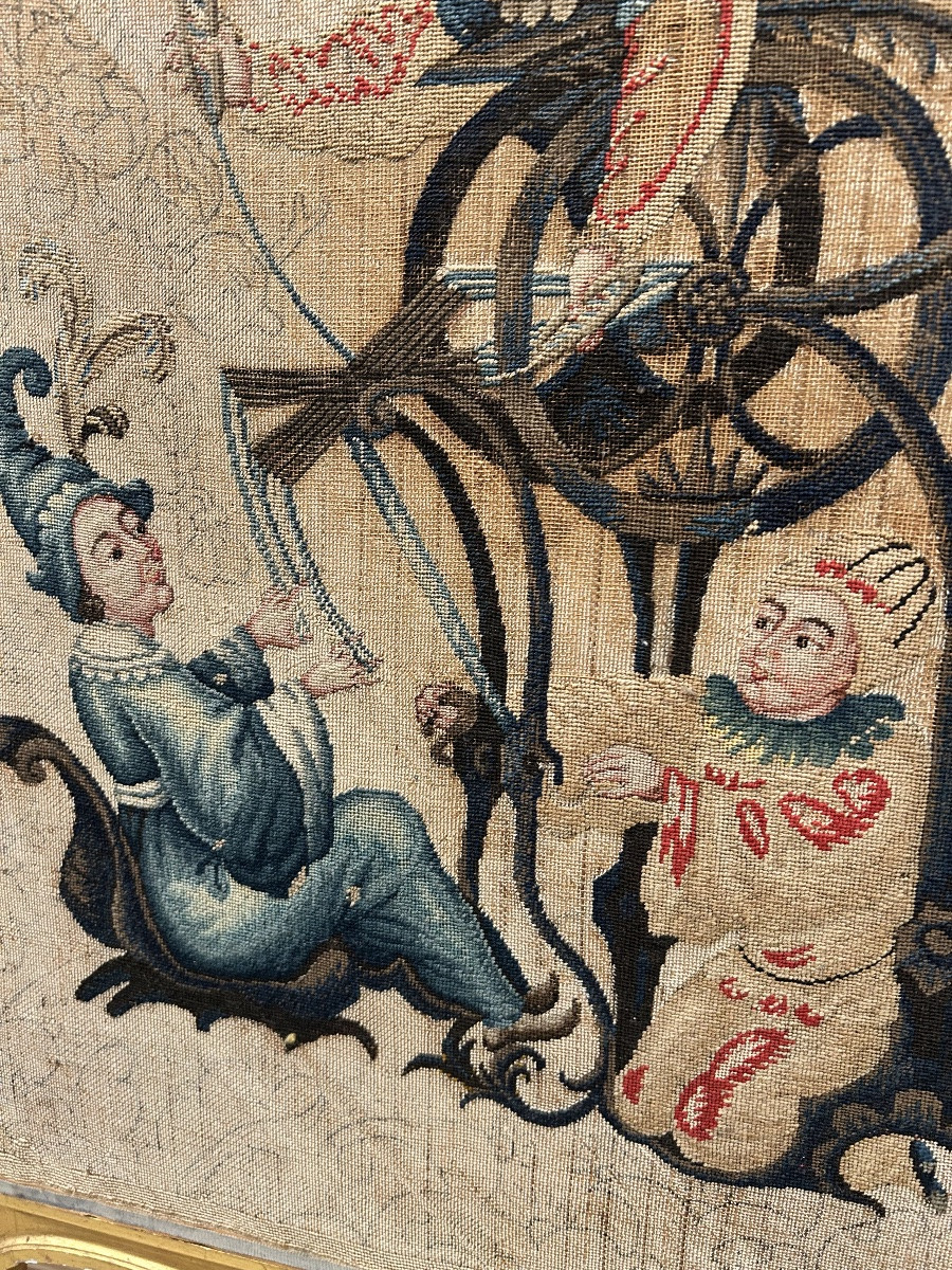Pair Of Louis XV Style Tapestry Light Screens-photo-4