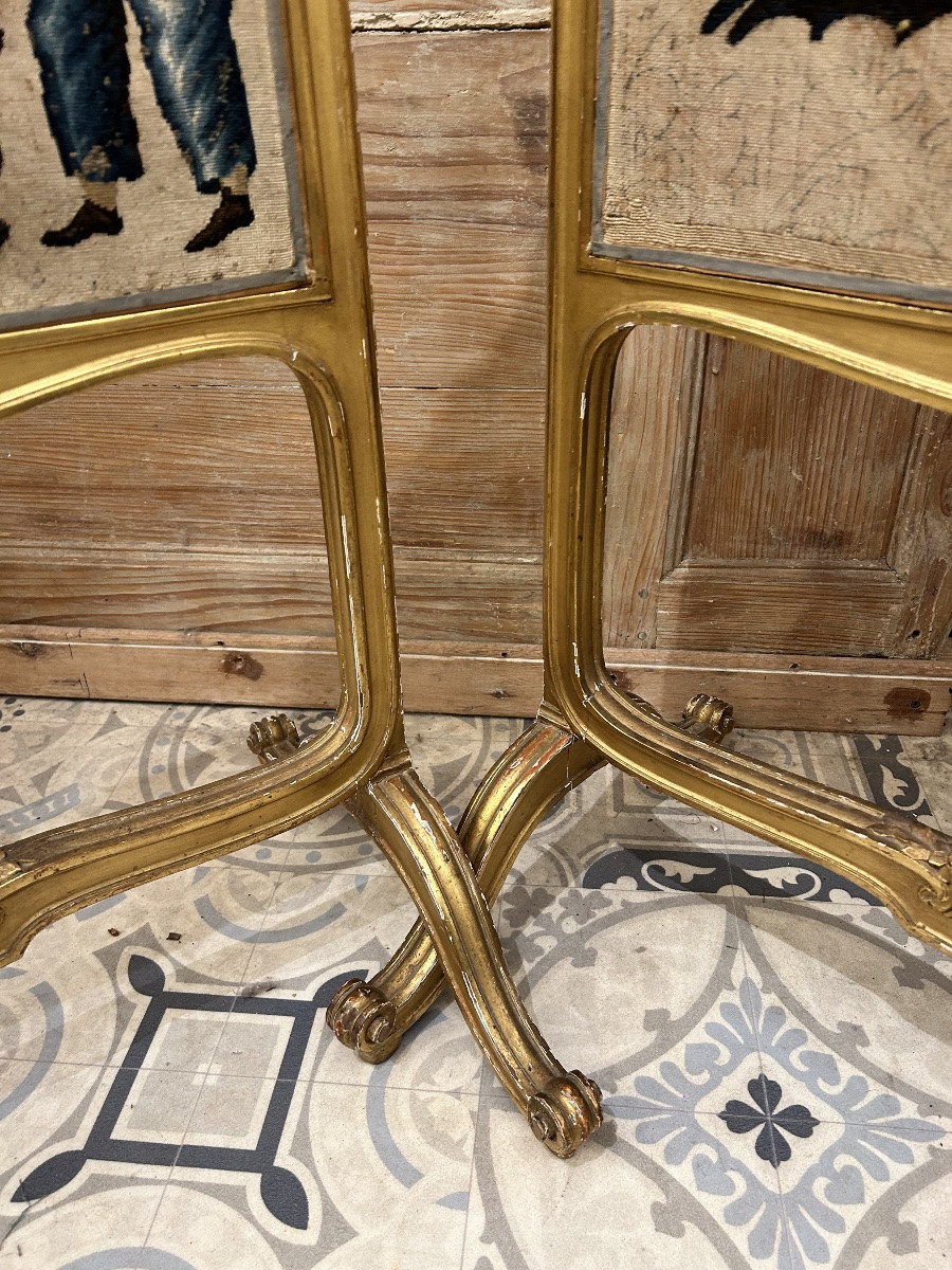 Pair Of Louis XV Style Tapestry Light Screens-photo-6