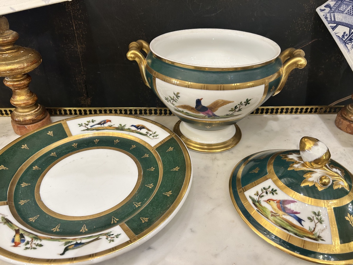 Soup Tureen And Its Frame In Porcelain Of Paris-photo-3