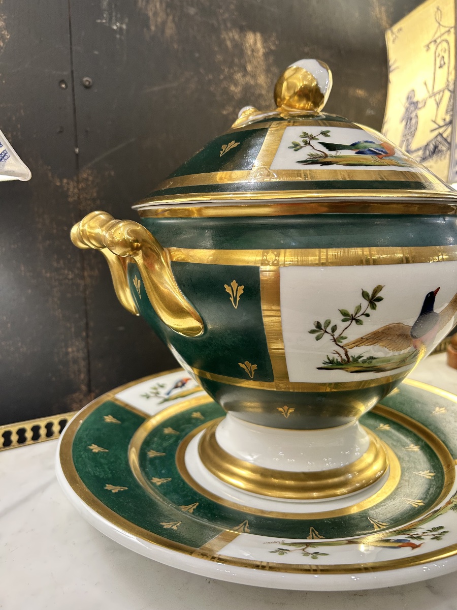 Soup Tureen And Its Frame In Porcelain Of Paris-photo-6