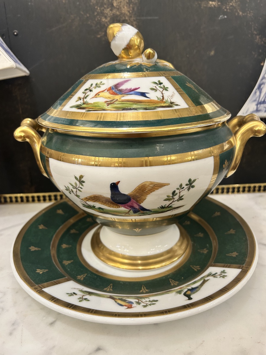 Soup Tureen And Its Frame In Porcelain Of Paris-photo-8