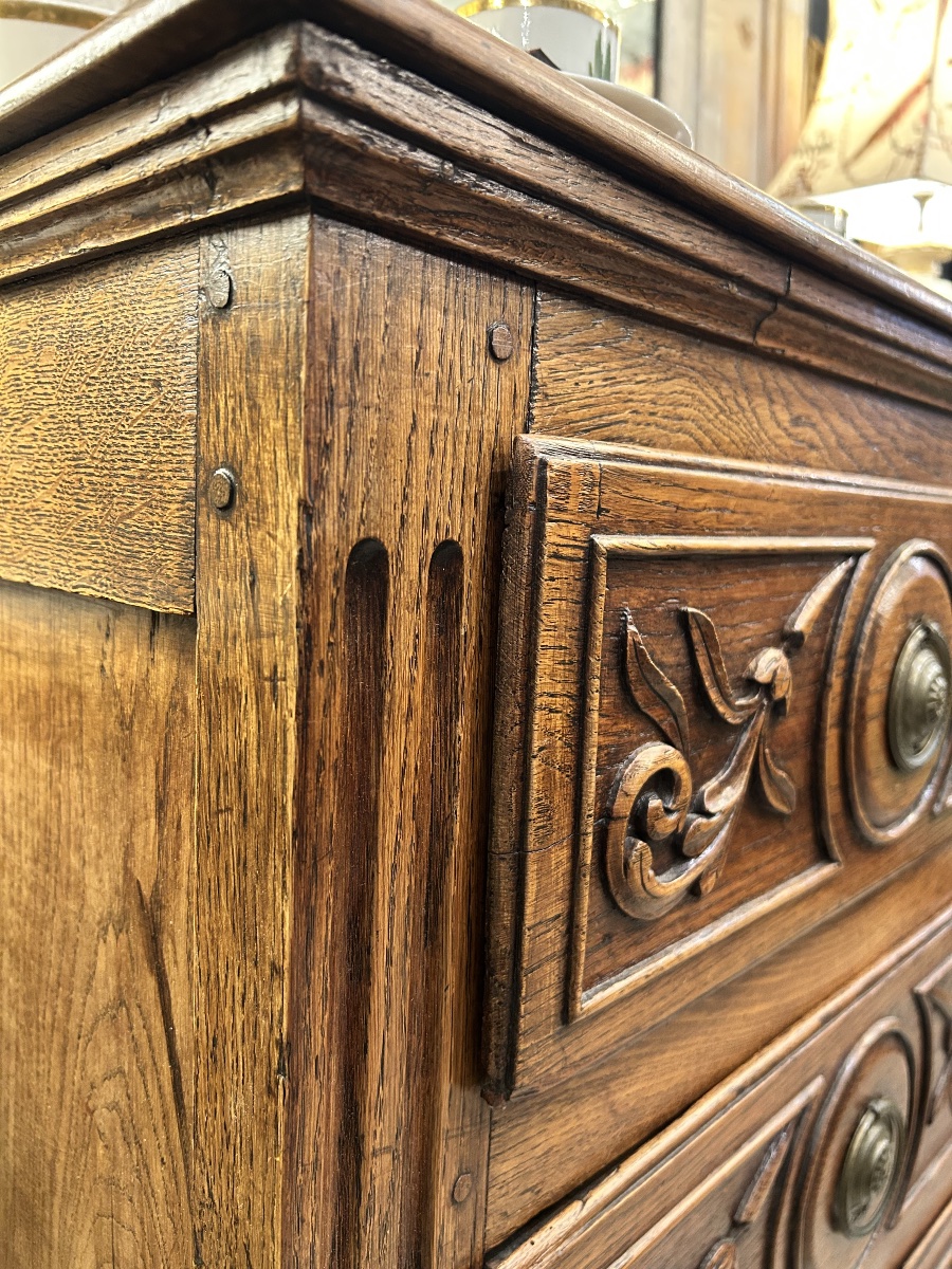 Commode Louis XVI en chêne sculpté -photo-5