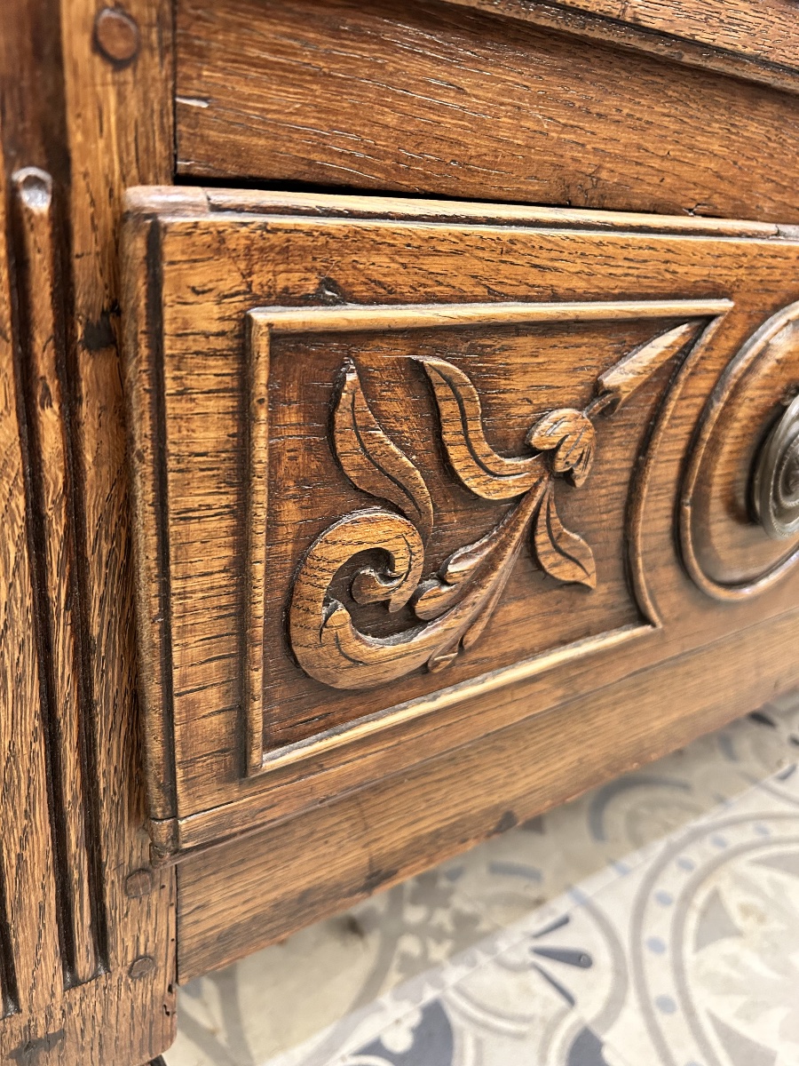 Commode Louis XVI en chêne sculpté -photo-7