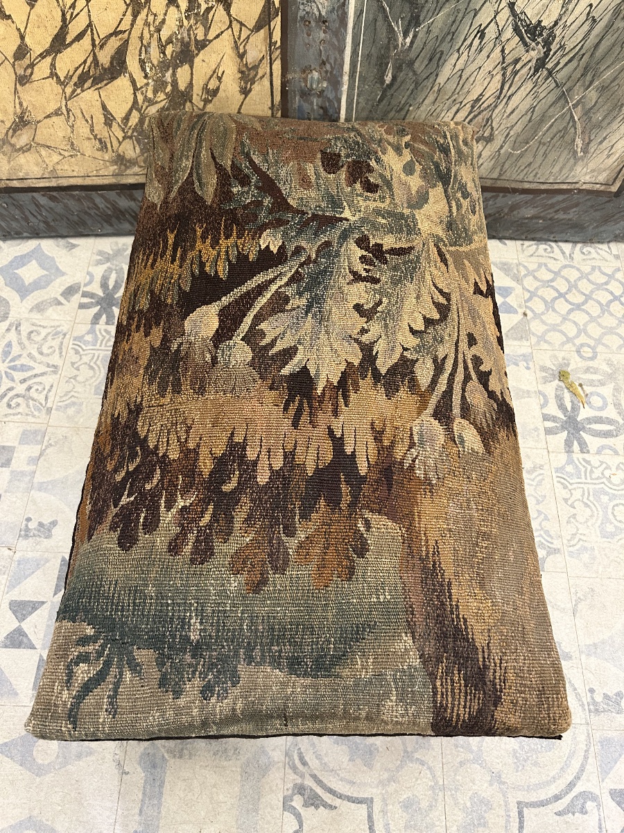 Large tabouret Louis XIII tapisserie Aubusson -photo-3