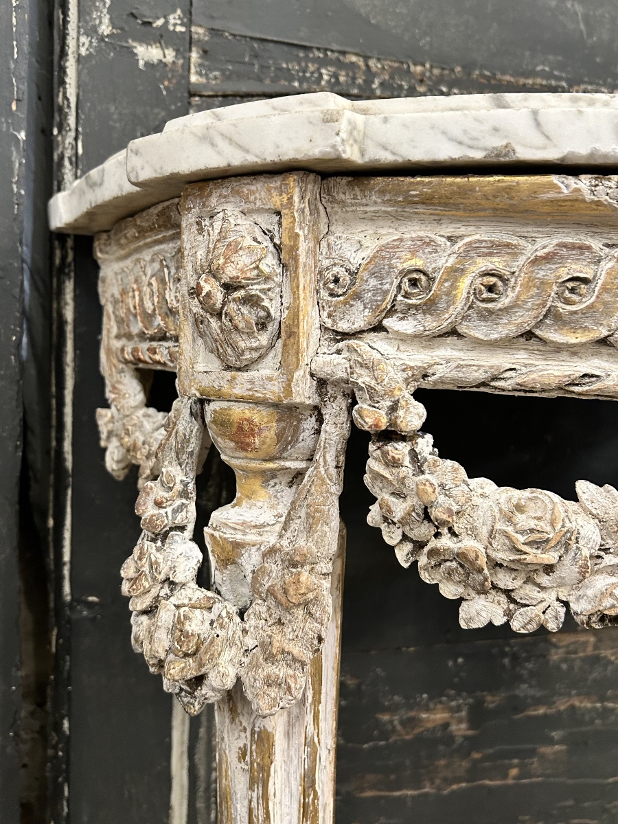 Louis XVI Half-moon Console Table-photo-3