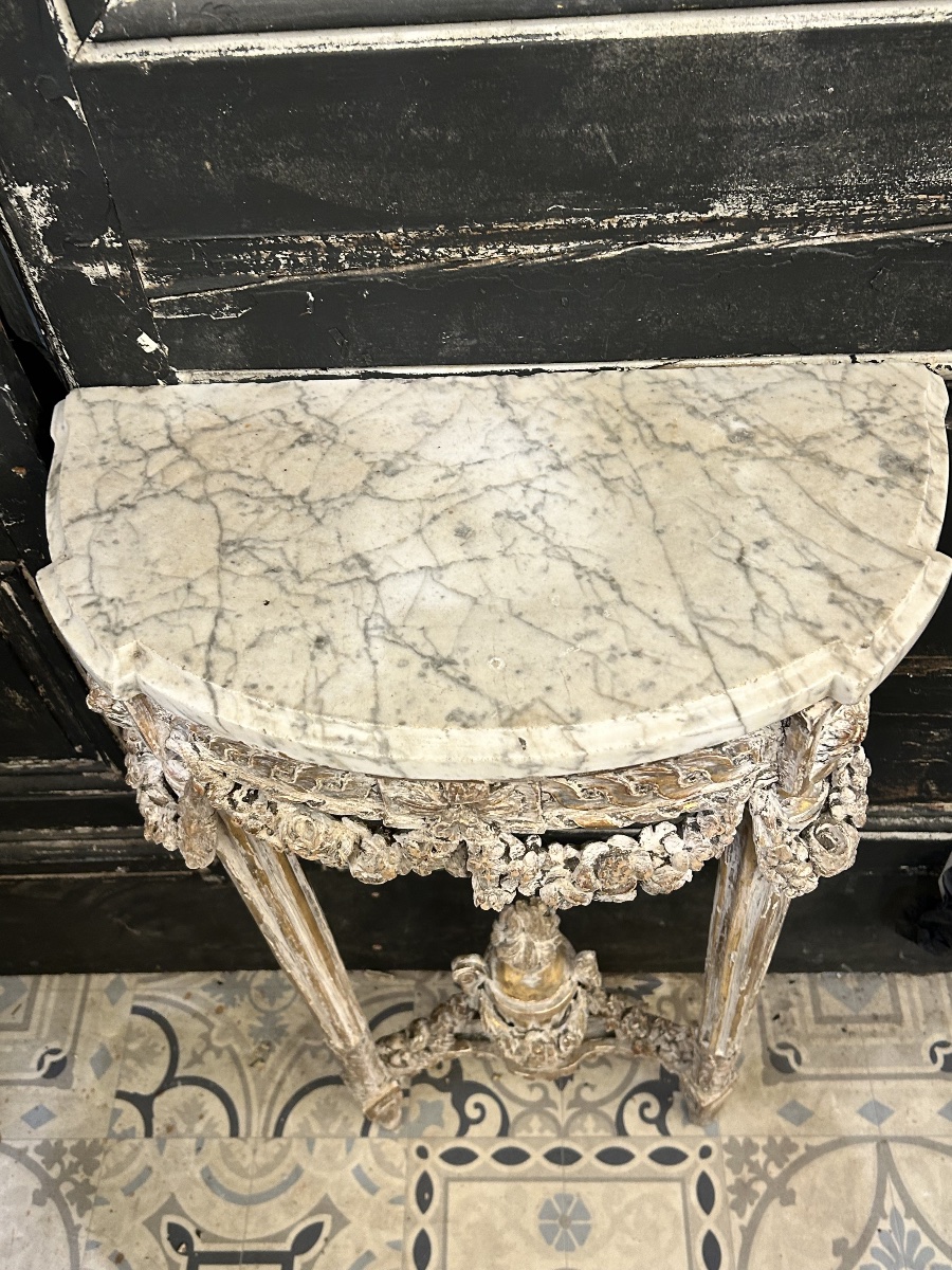 Louis XVI Half-moon Console Table-photo-5