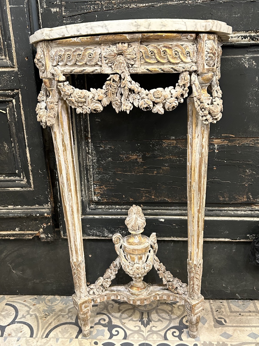 Louis XVI Half-moon Console Table-photo-7