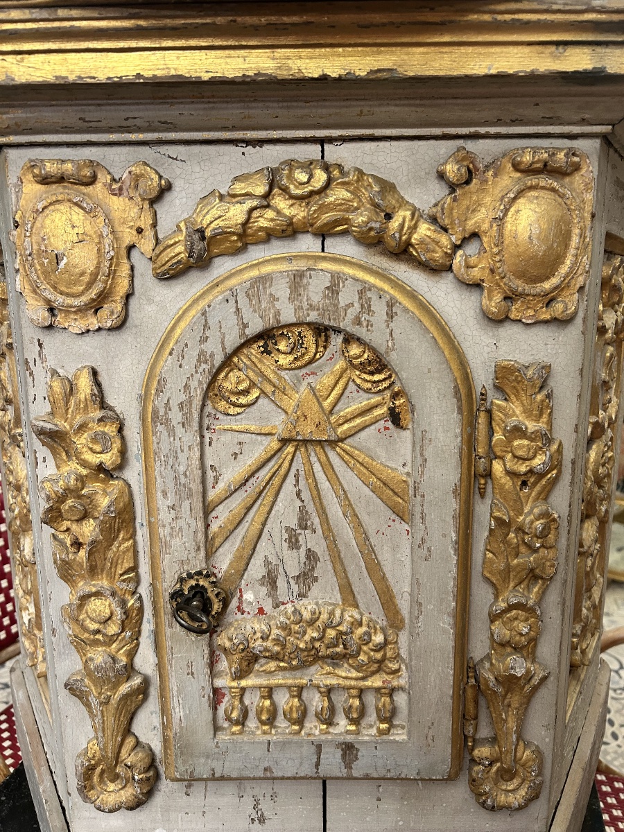 Polychrome Wooden Altar Tabernacle From The Late 17th Century -photo-3