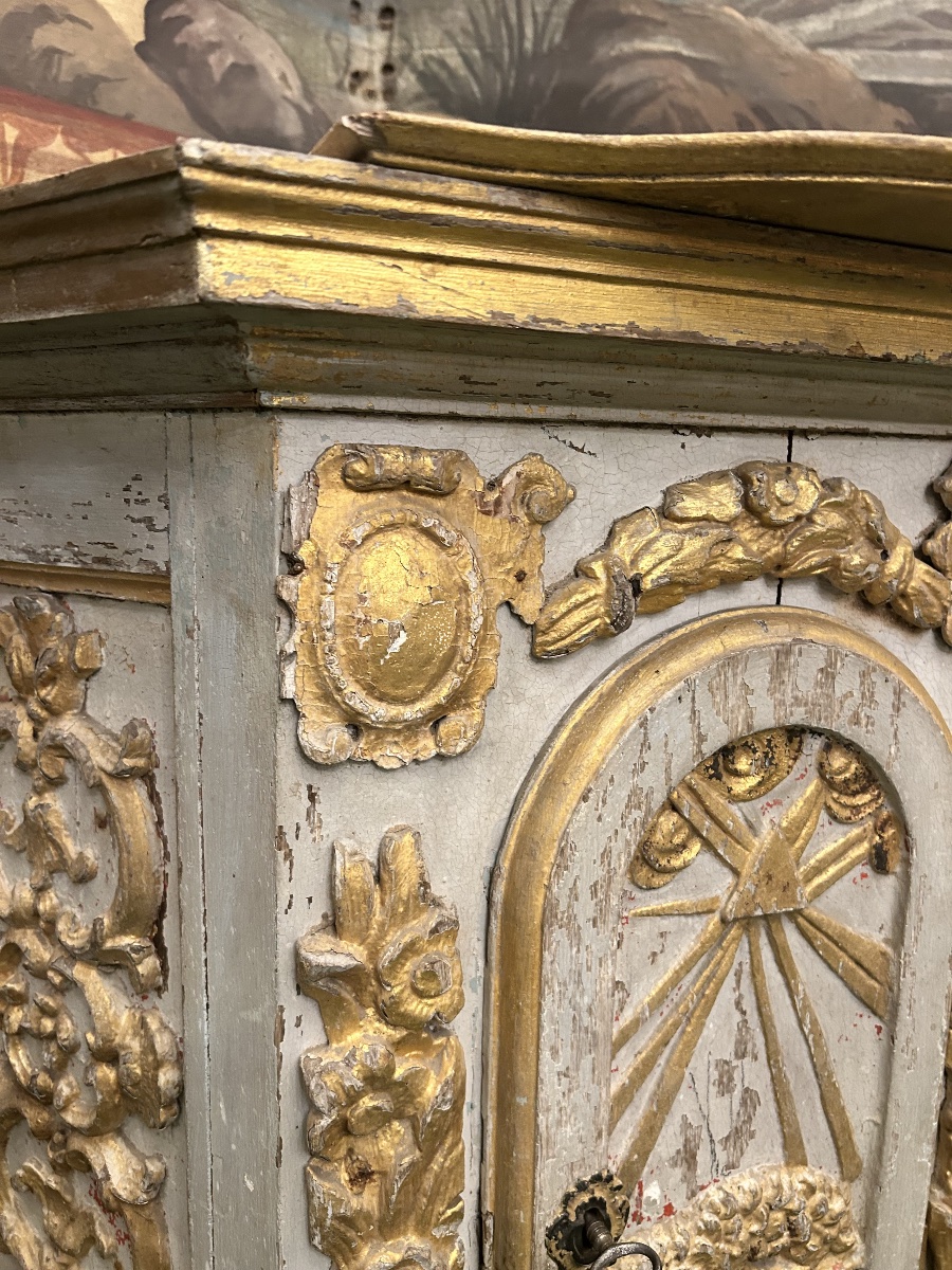 Polychrome Wooden Altar Tabernacle From The Late 17th Century -photo-4