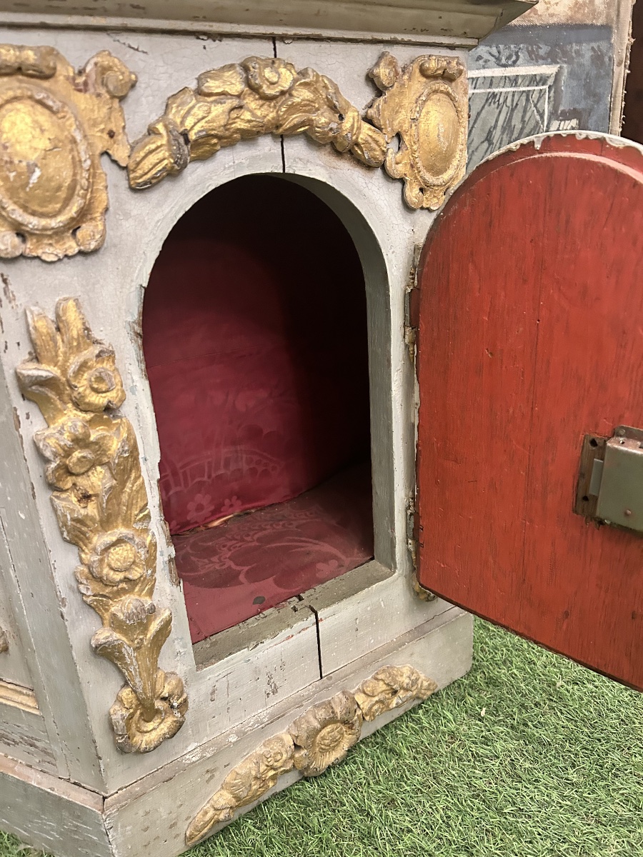 Polychrome Wooden Altar Tabernacle From The Late 17th Century -photo-1