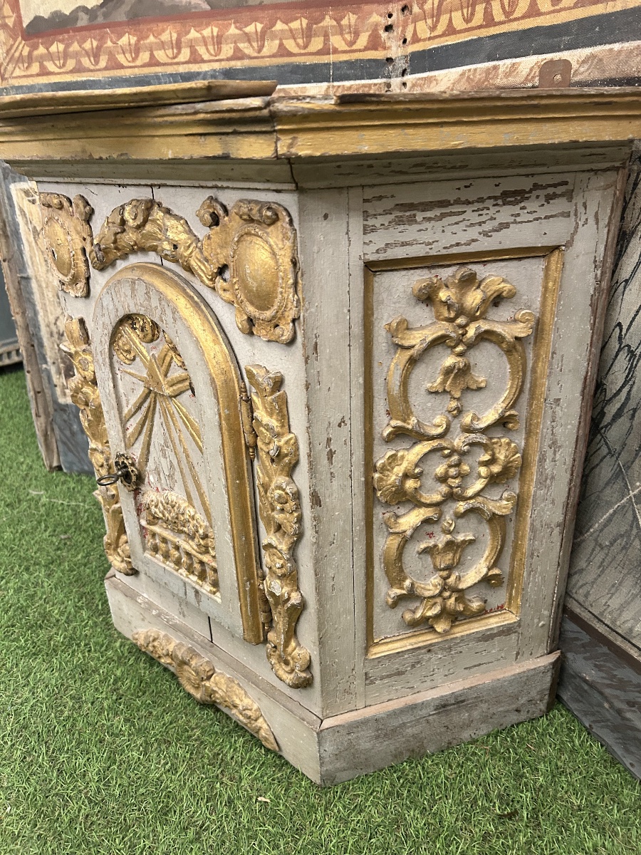 Polychrome Wooden Altar Tabernacle From The Late 17th Century -photo-2