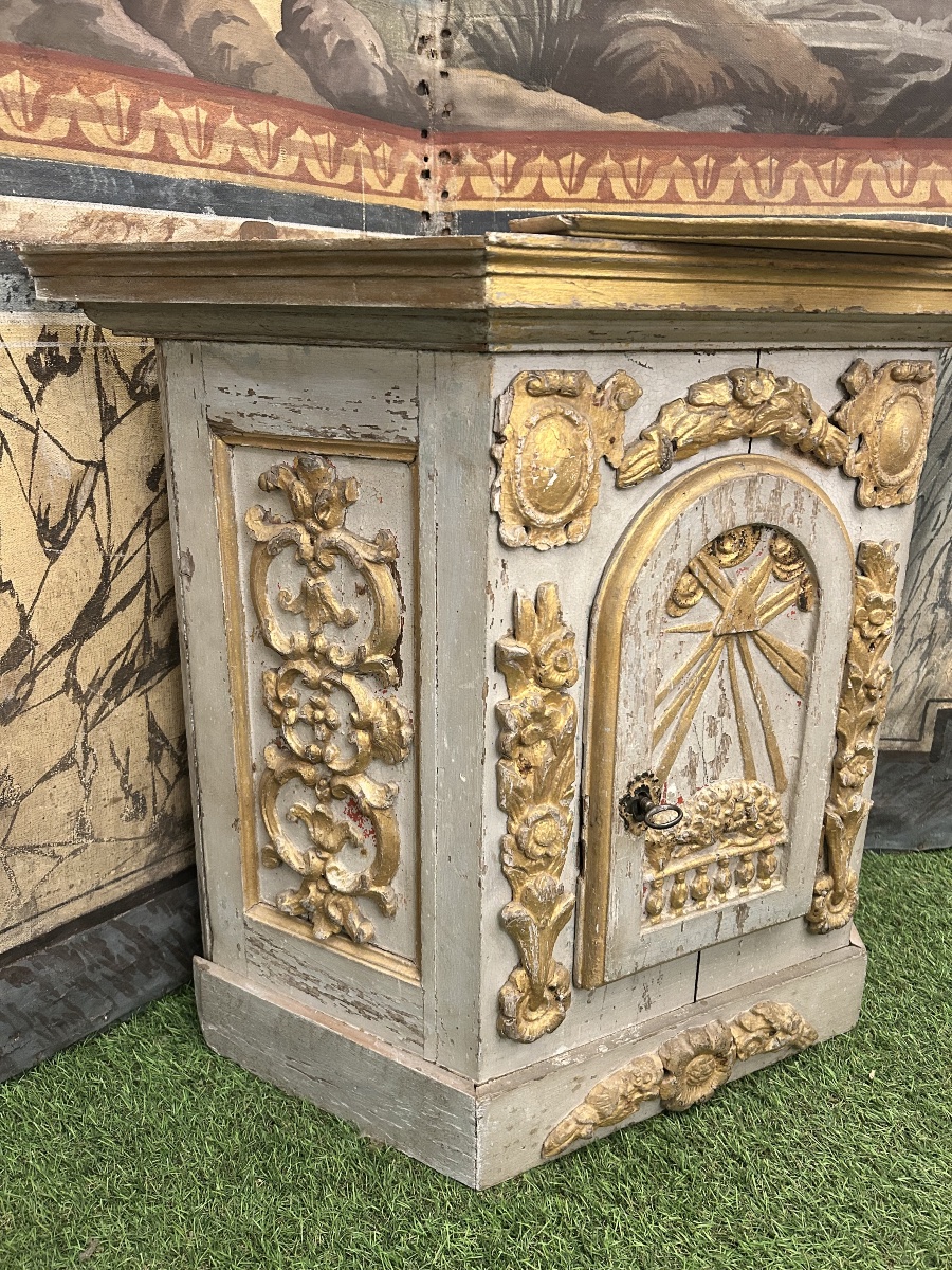 Polychrome Wooden Altar Tabernacle From The Late 17th Century -photo-4