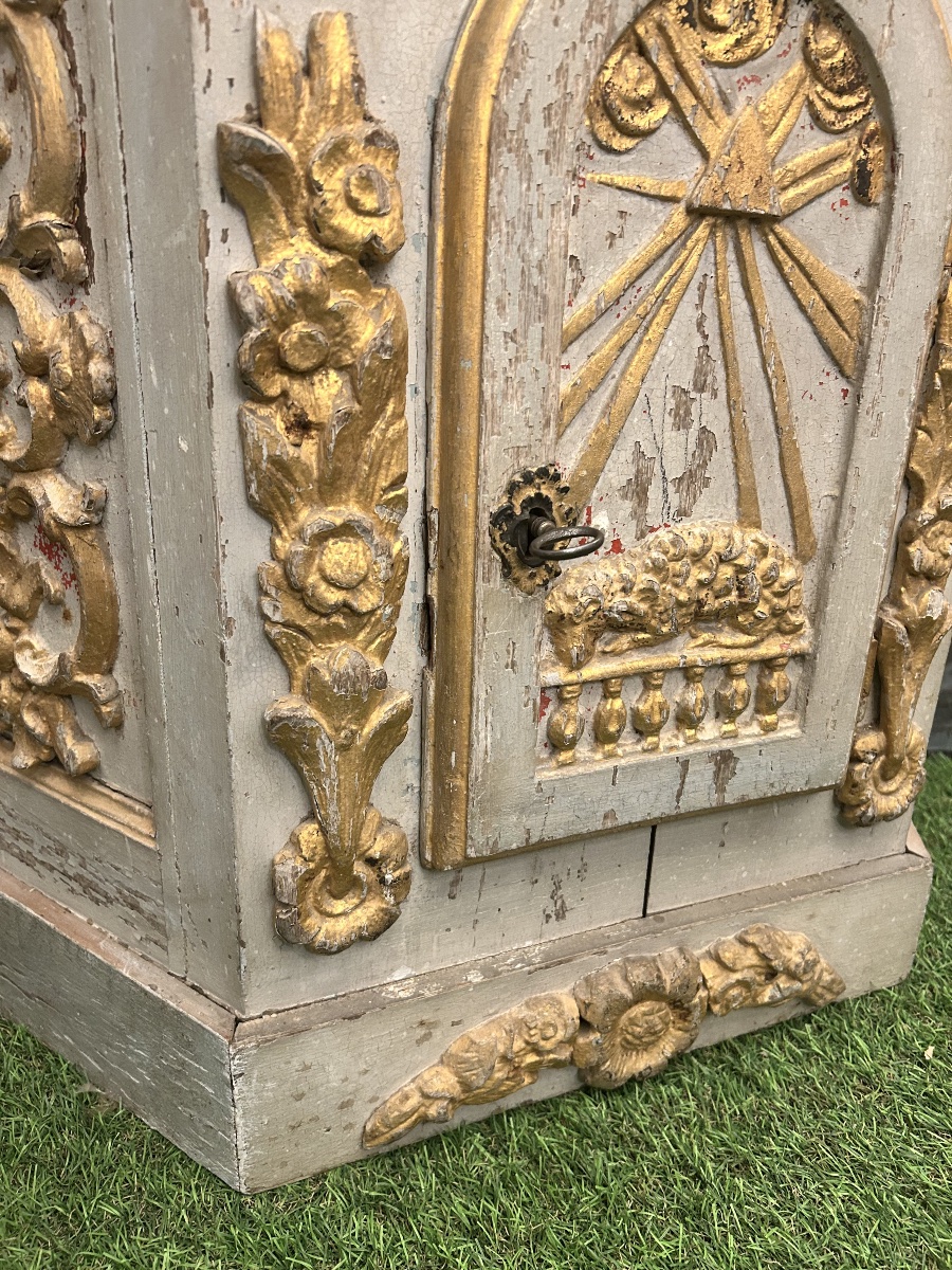 Polychrome Wooden Altar Tabernacle From The Late 17th Century -photo-6