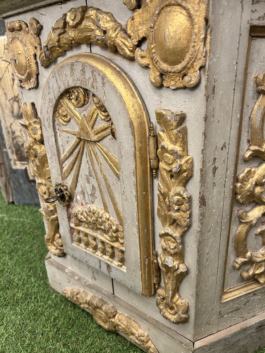 Polychrome Wooden Altar Tabernacle From The Late 17th Century -photo-8