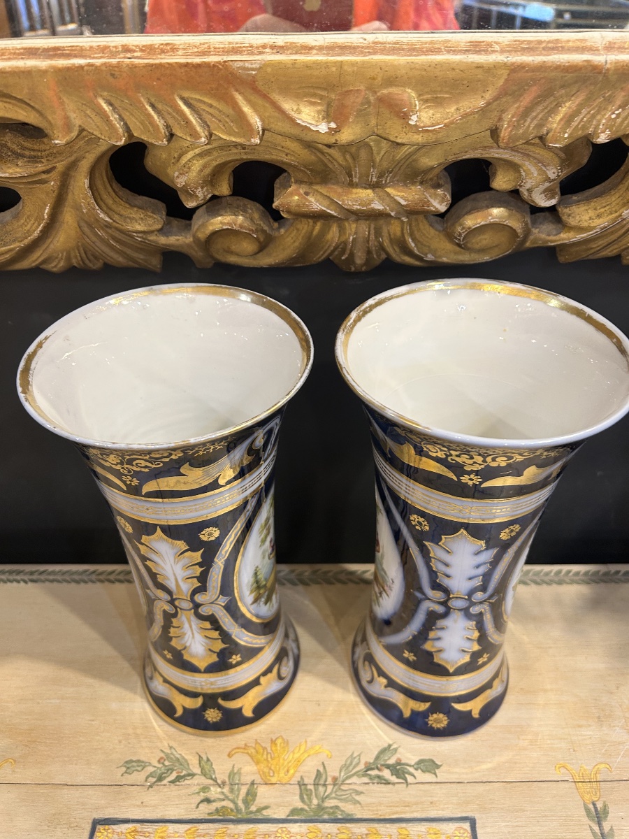 Paire de vases en porcelaine de Bayeux-photo-2