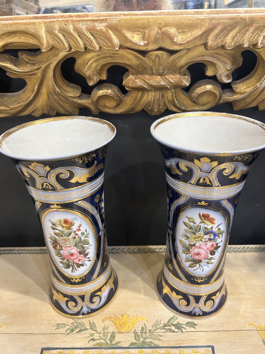 Paire de vases en porcelaine de Bayeux-photo-3