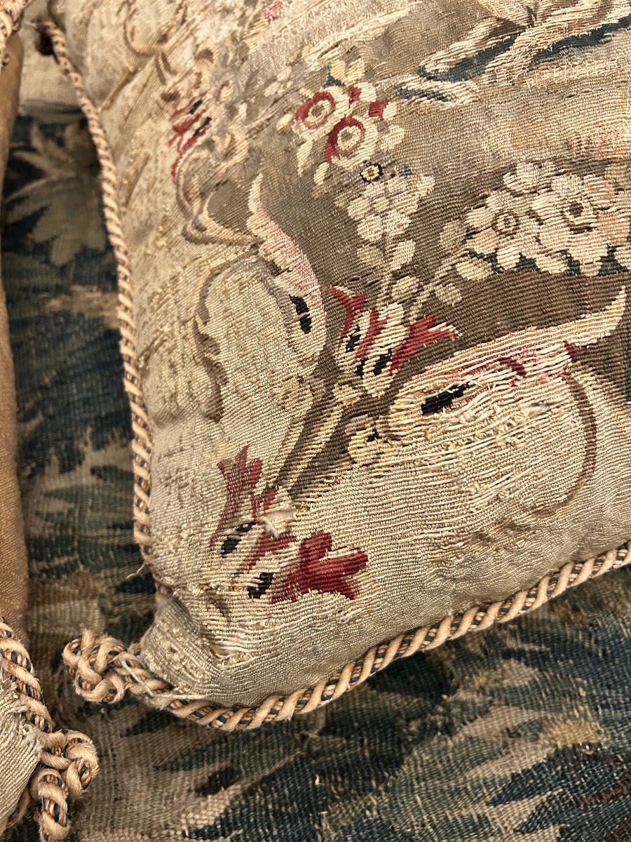 Pair Of Cushions From The Aubusson Workshop, 18th Century -photo-3