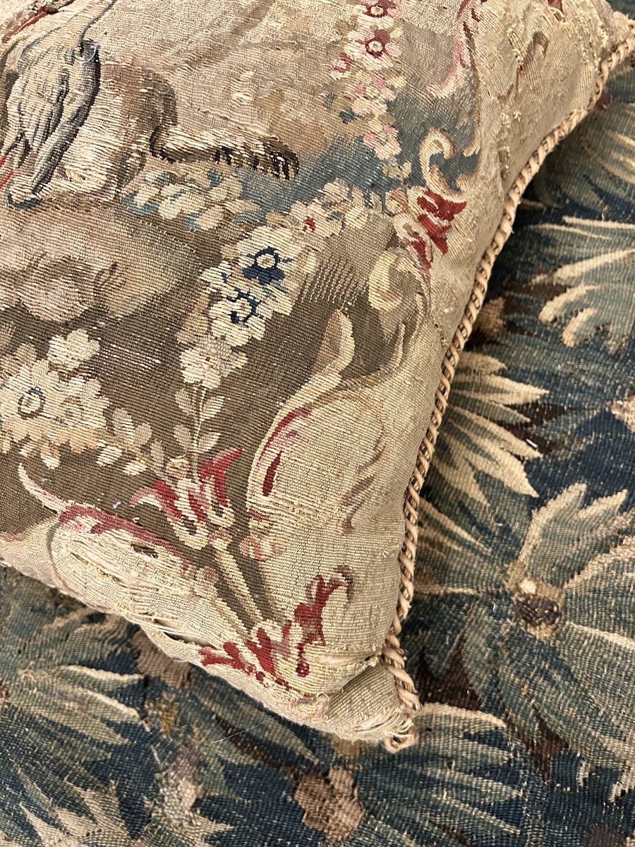 Pair Of Cushions From The Aubusson Workshop, 18th Century -photo-6